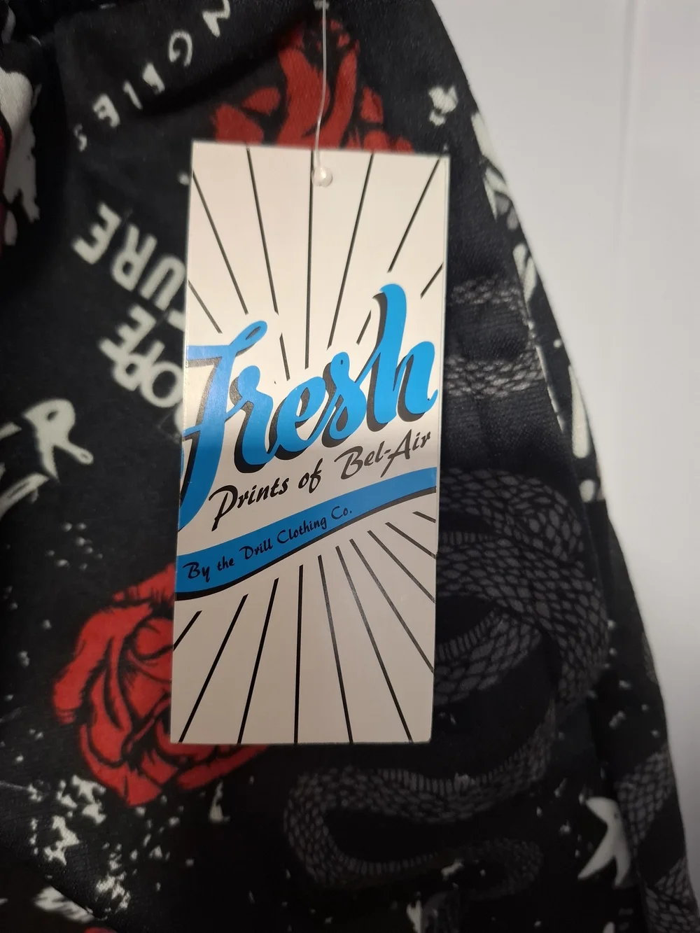 Fresh Kids Black Joggers with Red Rose Graphic